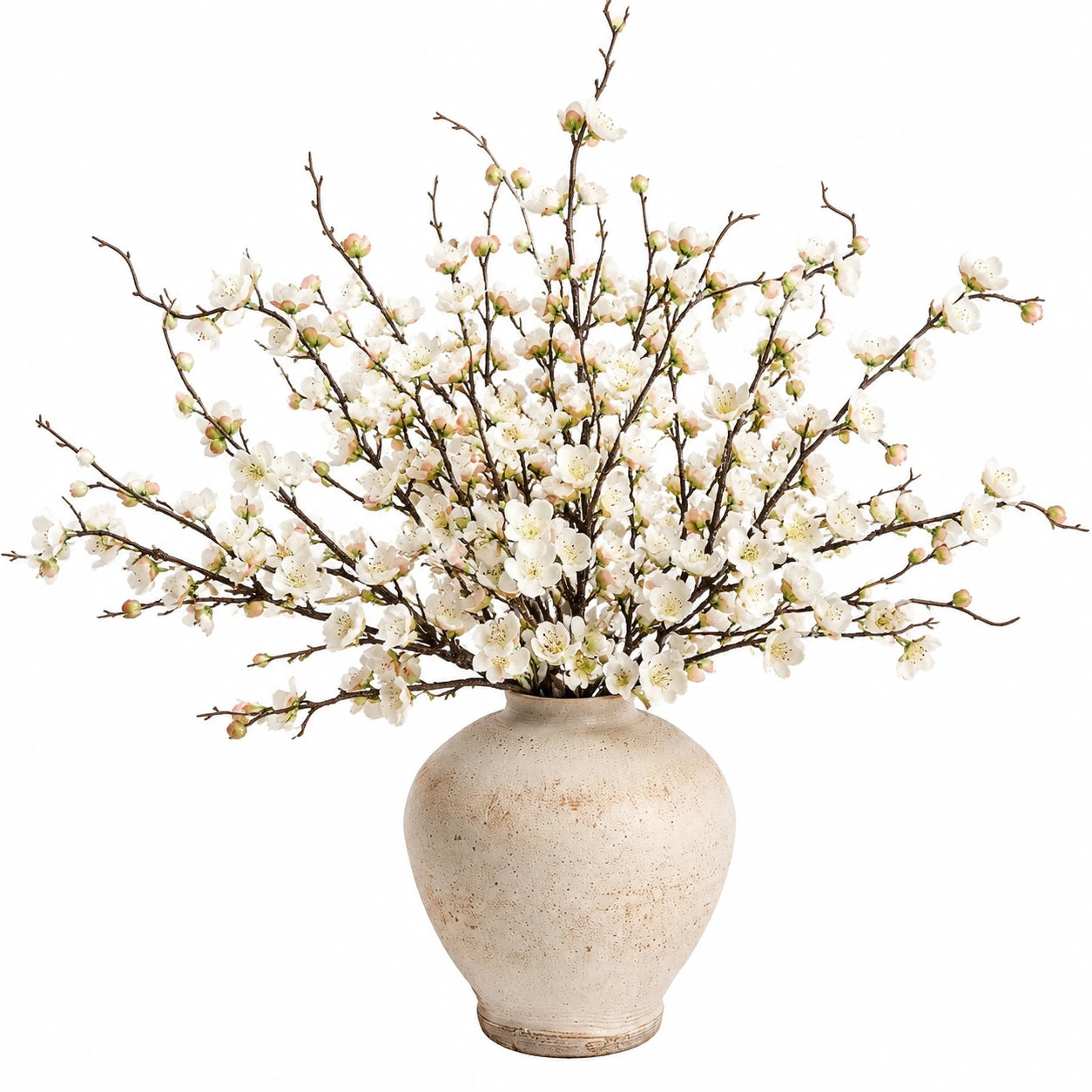 Fiori Artificiali di Ciliegio in Vaso di Ceramica Bianco
