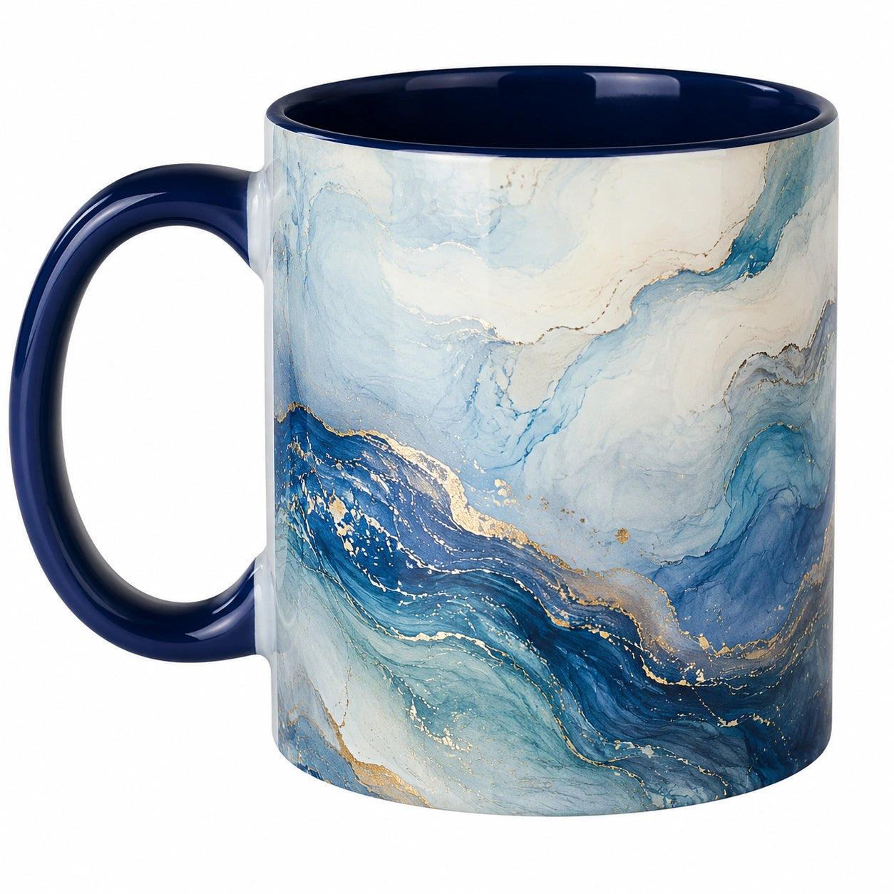 Tazza in Ceramica Design Astratto 300ml Blu/Oro