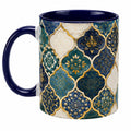 Tazza in Ceramica Decorata con Motivi Arabesque Blu e Oro