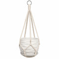 Vaso Sospeso in Ceramica con Corda Beige